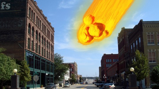 Here's an example of a basic doodle that looks for a sky and places a meteor along the top of the image. Photo CC Bobak Ha'Eri ( http://en.wikipedia.org/wiki/Fourth_Street_Historic_District_%28Sioux_City,_Iowa%29#mediaviewer/File:091607-SiouxCity-Historic4th.jpg )